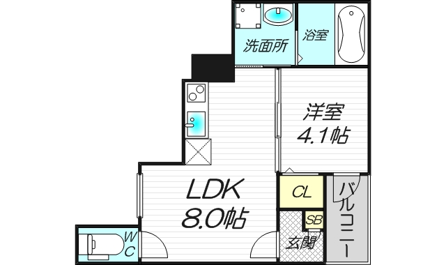 大阪府大阪市東淀川区柴島３丁目1-22,Elpida [エルピーダ]101号室1LDK28.51㎡東向き角部屋の間取り図